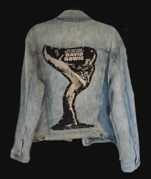Womens reworked denim  rock n roll jacket with Bowie-