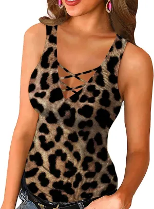 Womens Sexy Tank Cami Top Slim Knit Ribbed Racerback Blouses Low Cut Bodycon Party Shirt