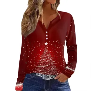 Womens Spring Long Sleeve Tops Button Down Henley V Neck Shirts Dressy Casual Fall Floral Blouses