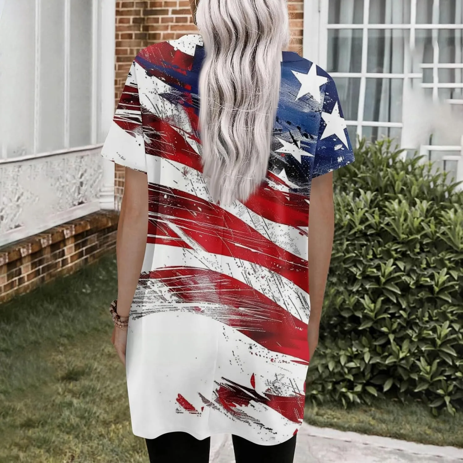 Womens Summer 2025 Casual Short Sleeve V Neck Shirts Loose Fit Oversized Tshirts Tunic Tops With Pockets
