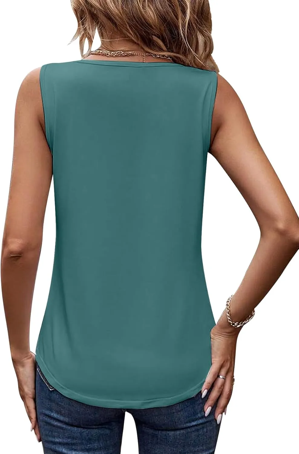 Womens Summer Tank Tops V Neck Sleeveless Loose Fit Summer Casual T-Shirts Blouses