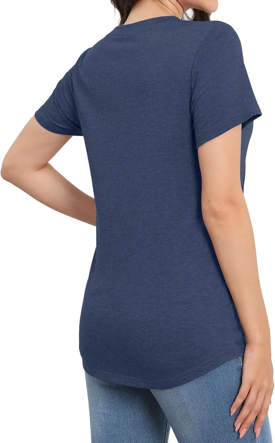 Womens Summer Tops Casual Short Sleeve T Shirts Dressy Basic Loose Blouses Trendy Pleated Tunic