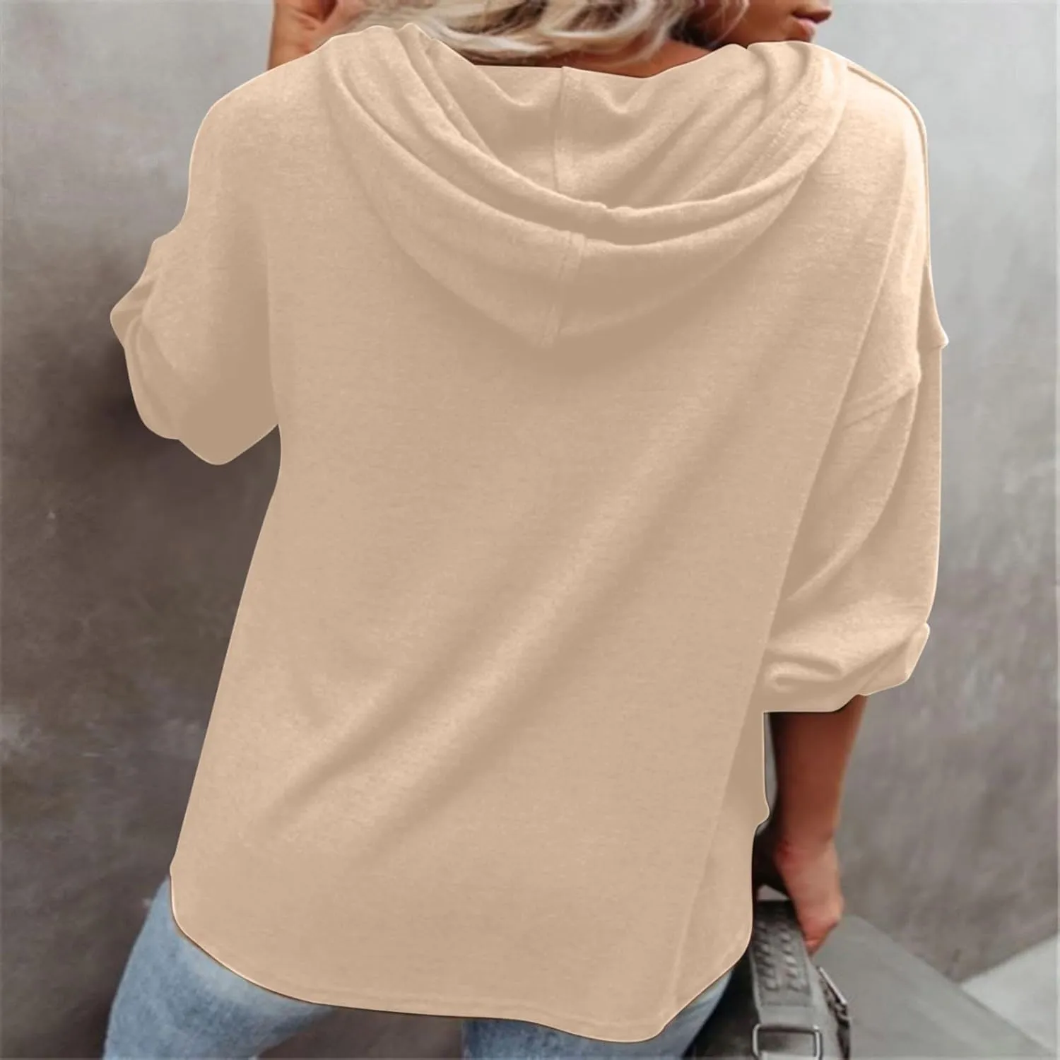 Womens Tops Hoodies Long Sleeve Botton Down Sweatshirt Oversized V Neck Shirts Spring Fall Going Out Workout Outfits