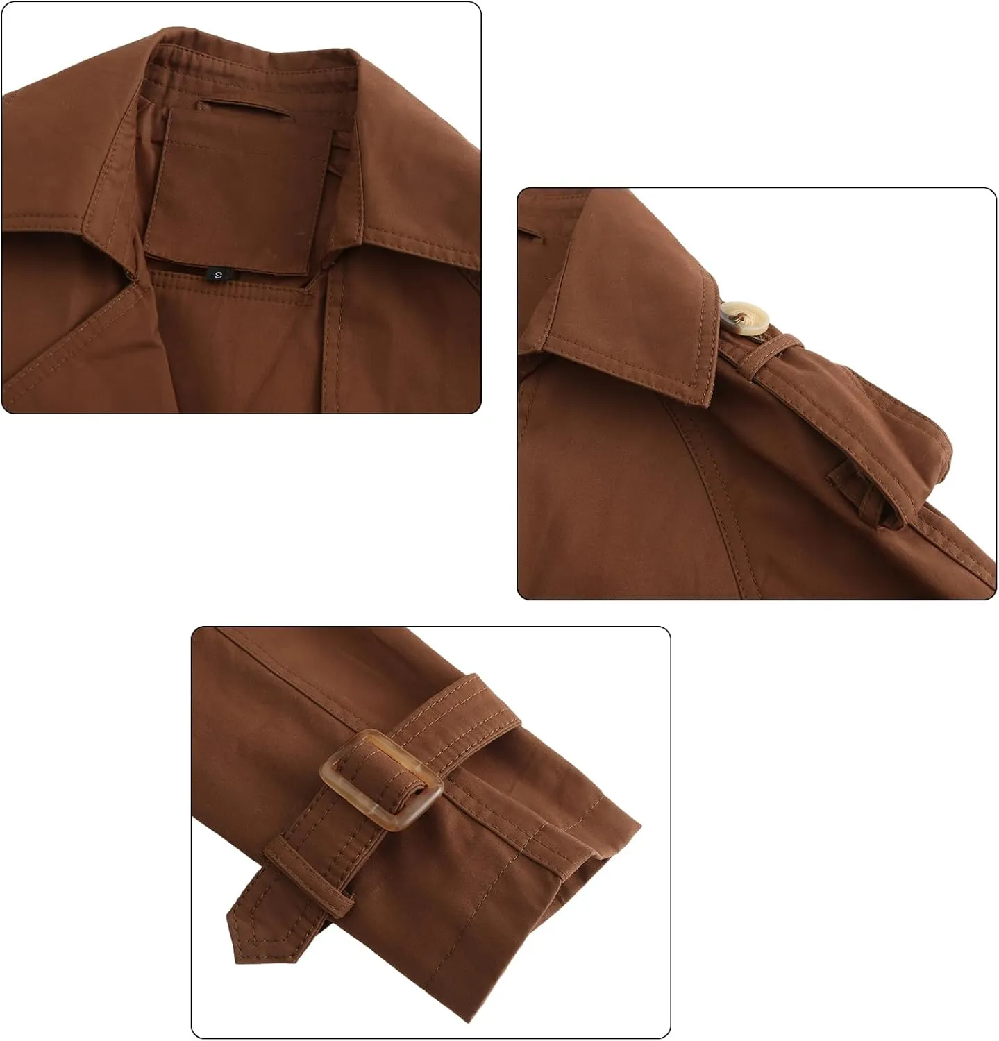 Women's Trench Coats Double Breasted Overcoat Belted Outerwear Jacket