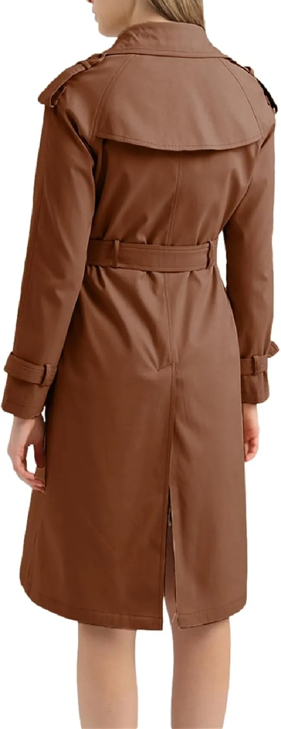 Women's Trench Coats Double Breasted Overcoat Belted Outerwear Jacket