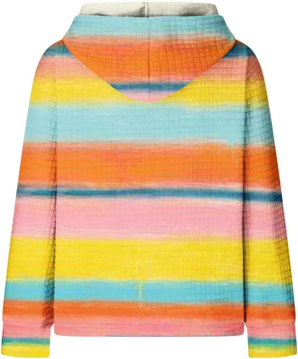 Womens Waffle Knit Trendy Sweatshirt Casual Comfort Hoodie Sweatshirts Drawstring Pullover Tops Preppy Clothes 2024