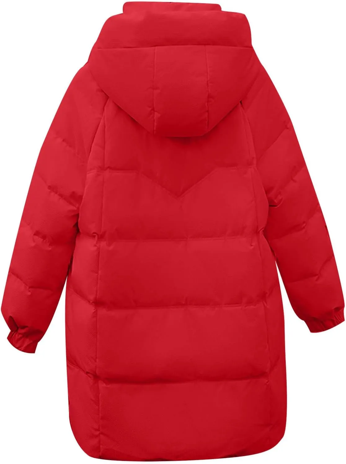 Women's Warm Winter Cotton Padded Down Coat Quilted Thicken Puffer Jacket Zipper Pockets Outwear with Removable Hood
