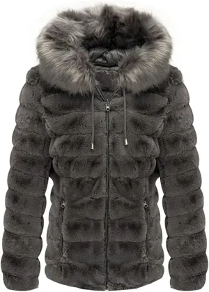 Women's Winter Double Sided Faux Fur Down Jacket Female Parkas Hooded with Fur Collar The Puffer Coat Cotton Padded Clothes