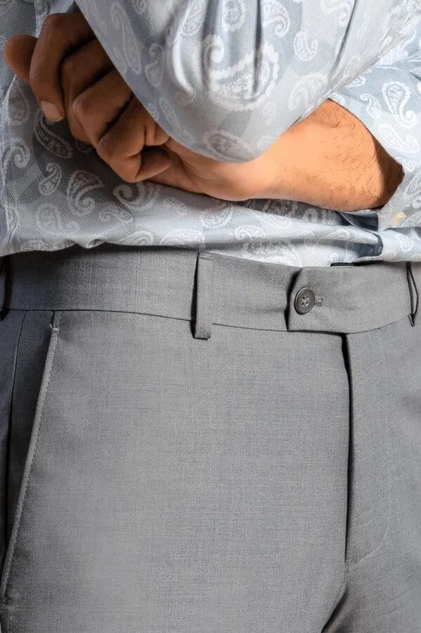 WSS Grey Slim Fit Men's Suit with Vest  - Singen
