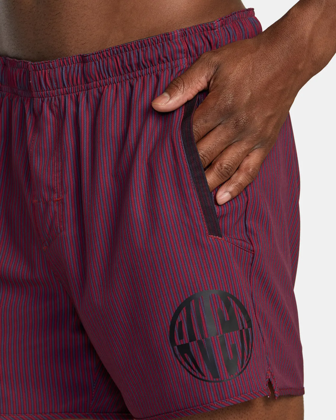 Yogger Elastic Waist Running Shorts 15" - Deep Magenta Stripe