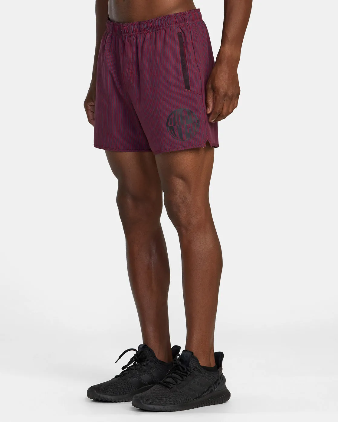 Yogger Elastic Waist Running Shorts 15" - Deep Magenta Stripe