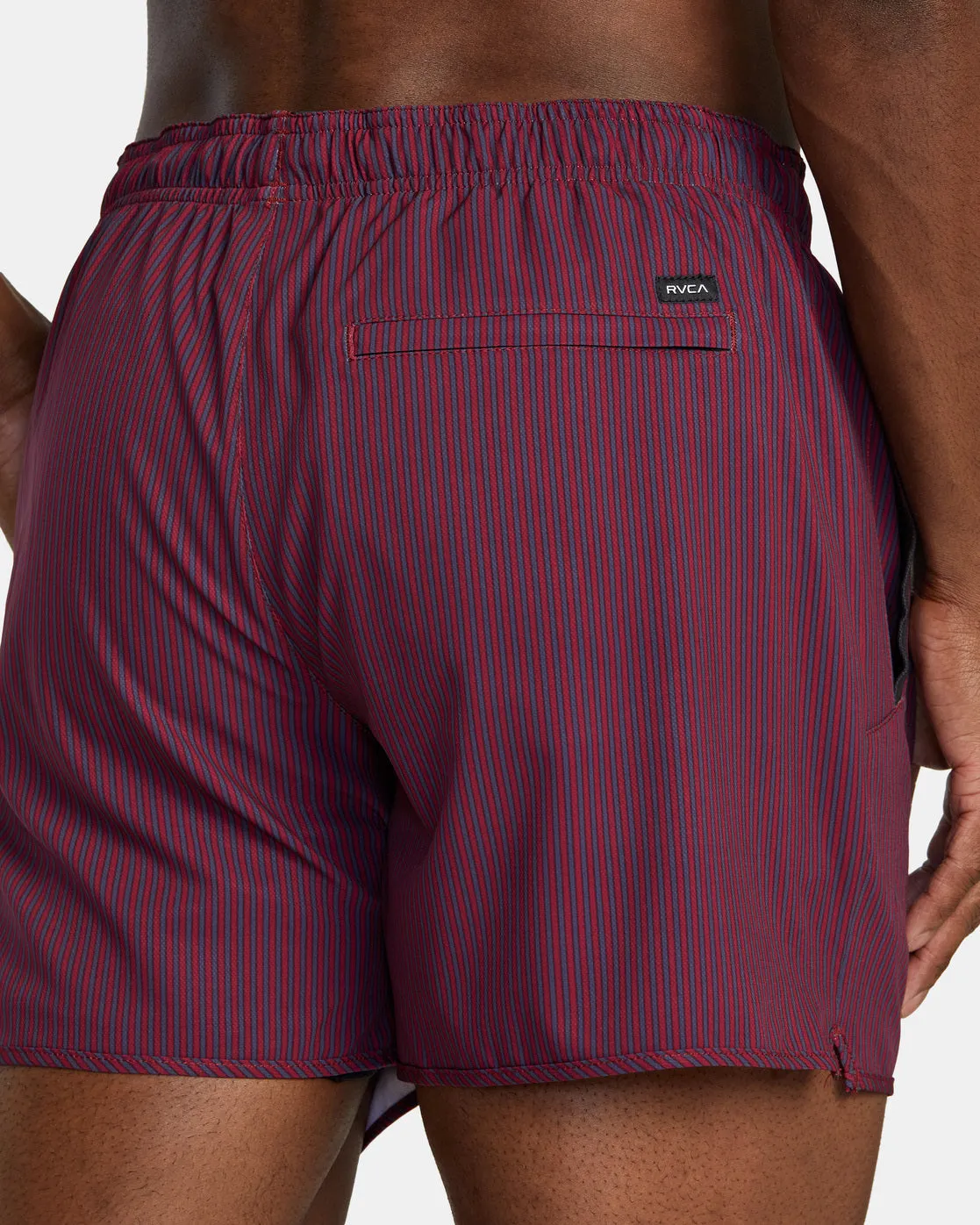 Yogger Elastic Waist Running Shorts 15" - Deep Magenta Stripe