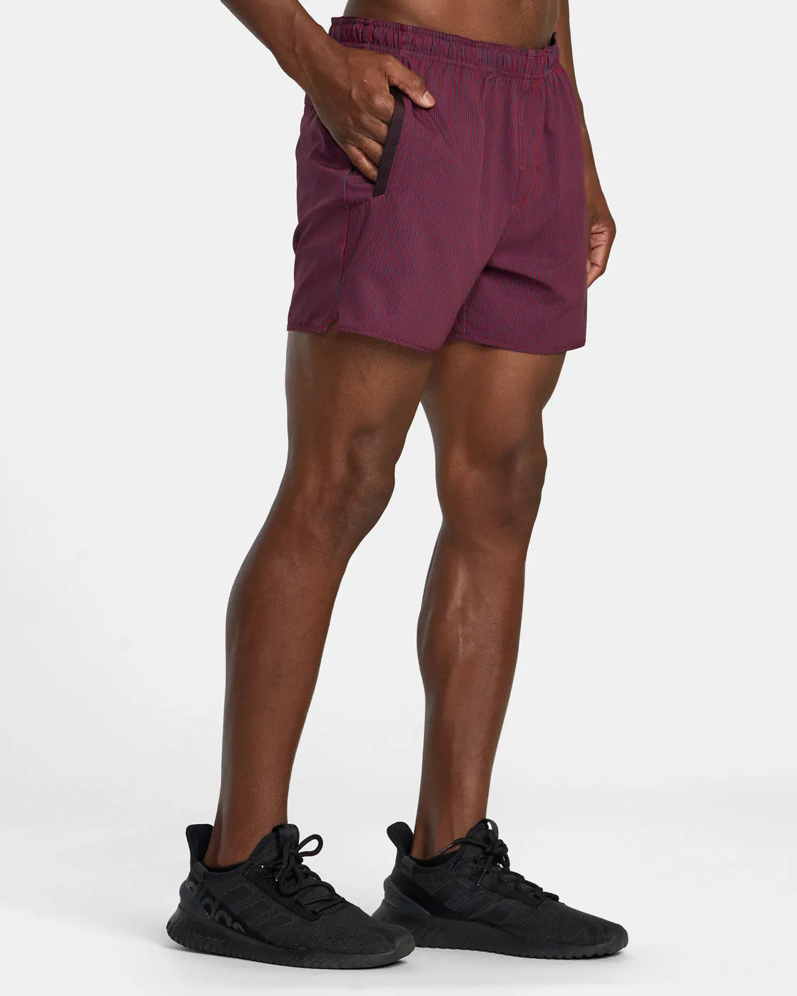 Yogger Elastic Waist Running Shorts 15" - Deep Magenta Stripe