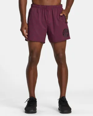 Yogger Elastic Waist Running Shorts 15" - Deep Magenta Stripe