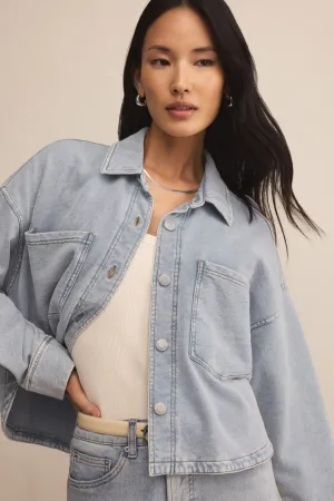 Z SUPPLY All Day Crop Knit Denim Jacket