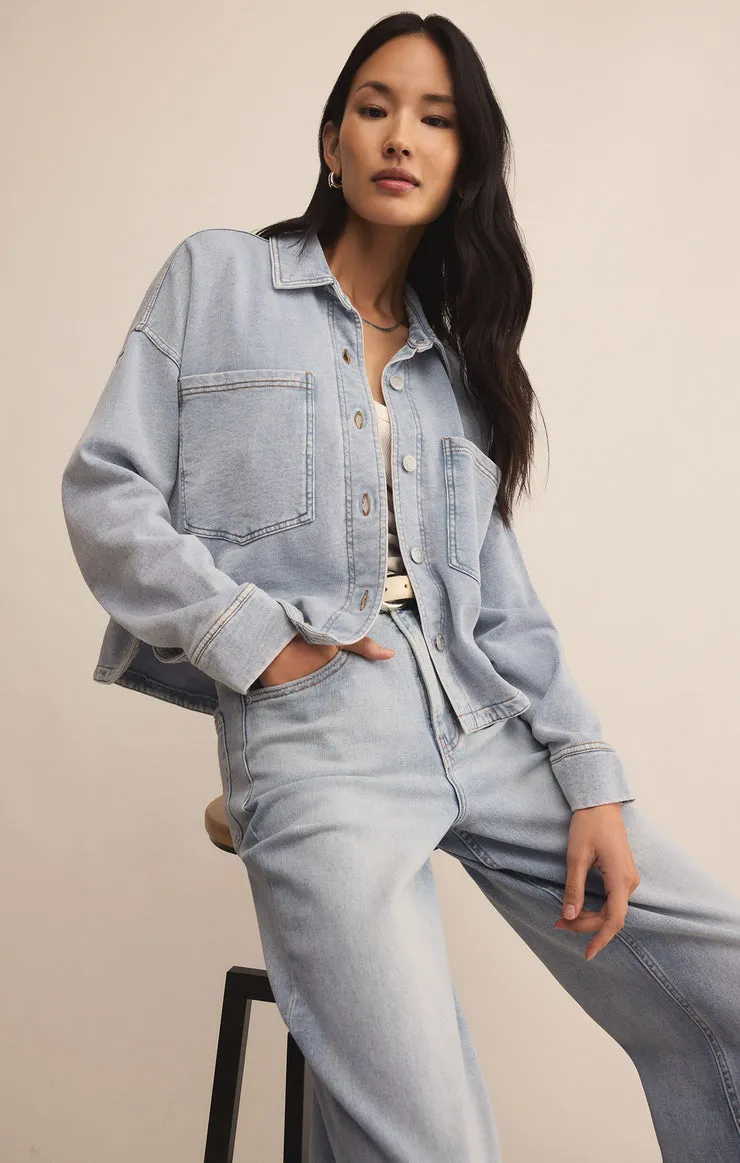 Z SUPPLY All Day Crop Knit Denim Jacket