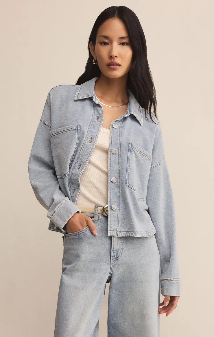 Z SUPPLY All Day Crop Knit Denim Jacket