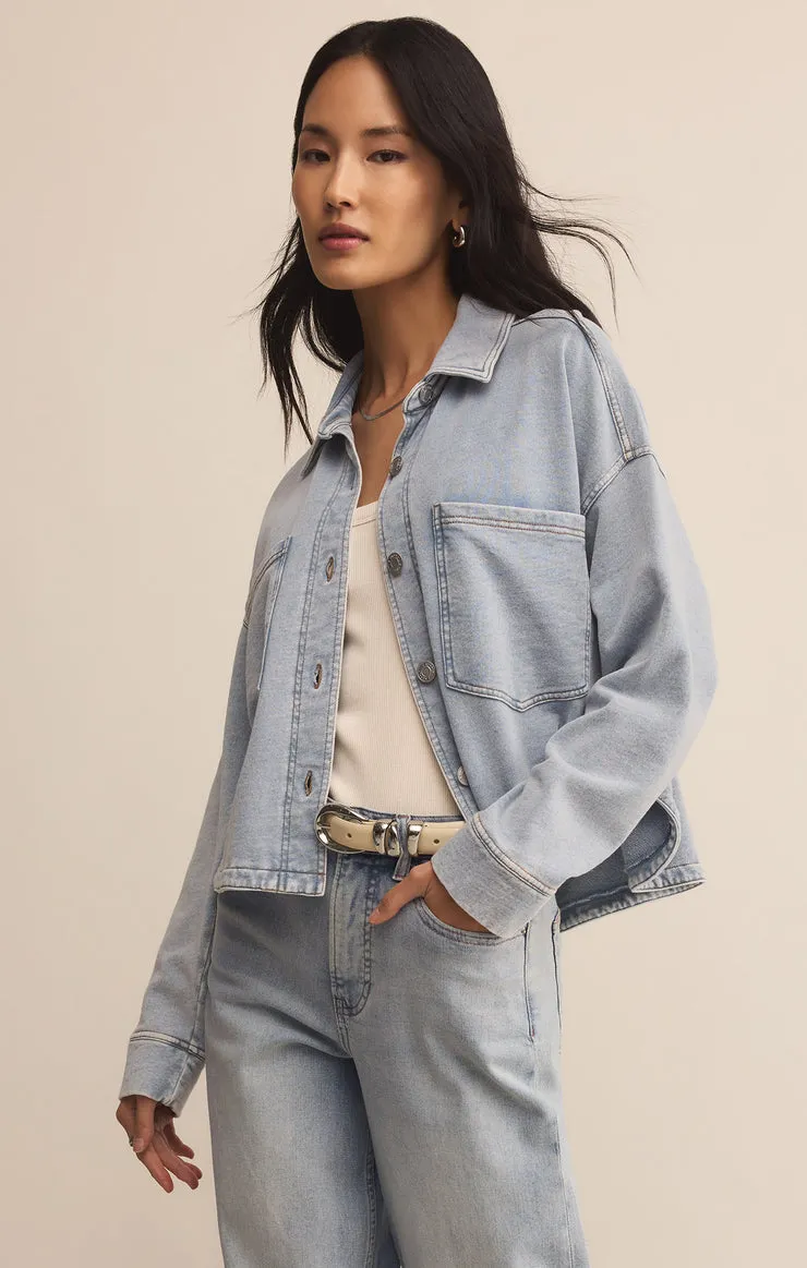 Z SUPPLY All Day Crop Knit Denim Jacket