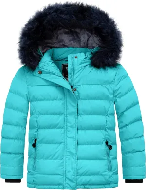 ZSHOW Girls' Puffer Jacket Soft Fleece Lined Warm Hooded Winter Coat