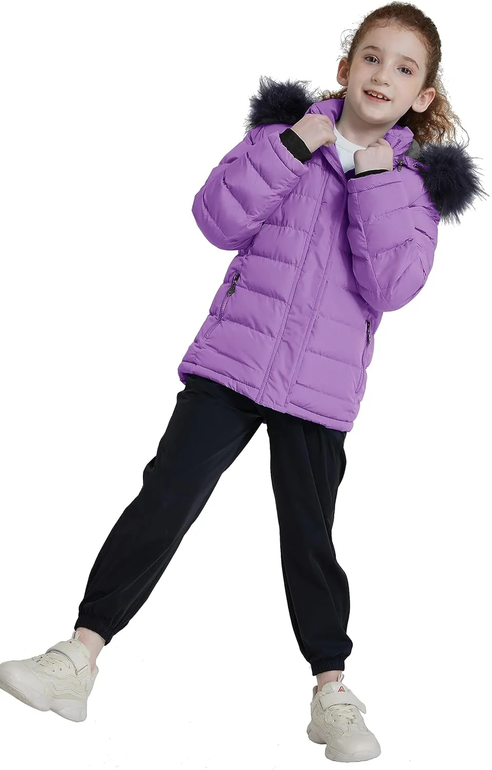 ZSHOW Girls' Puffer Jacket Soft Fleece Lined Warm Hooded Winter Coat