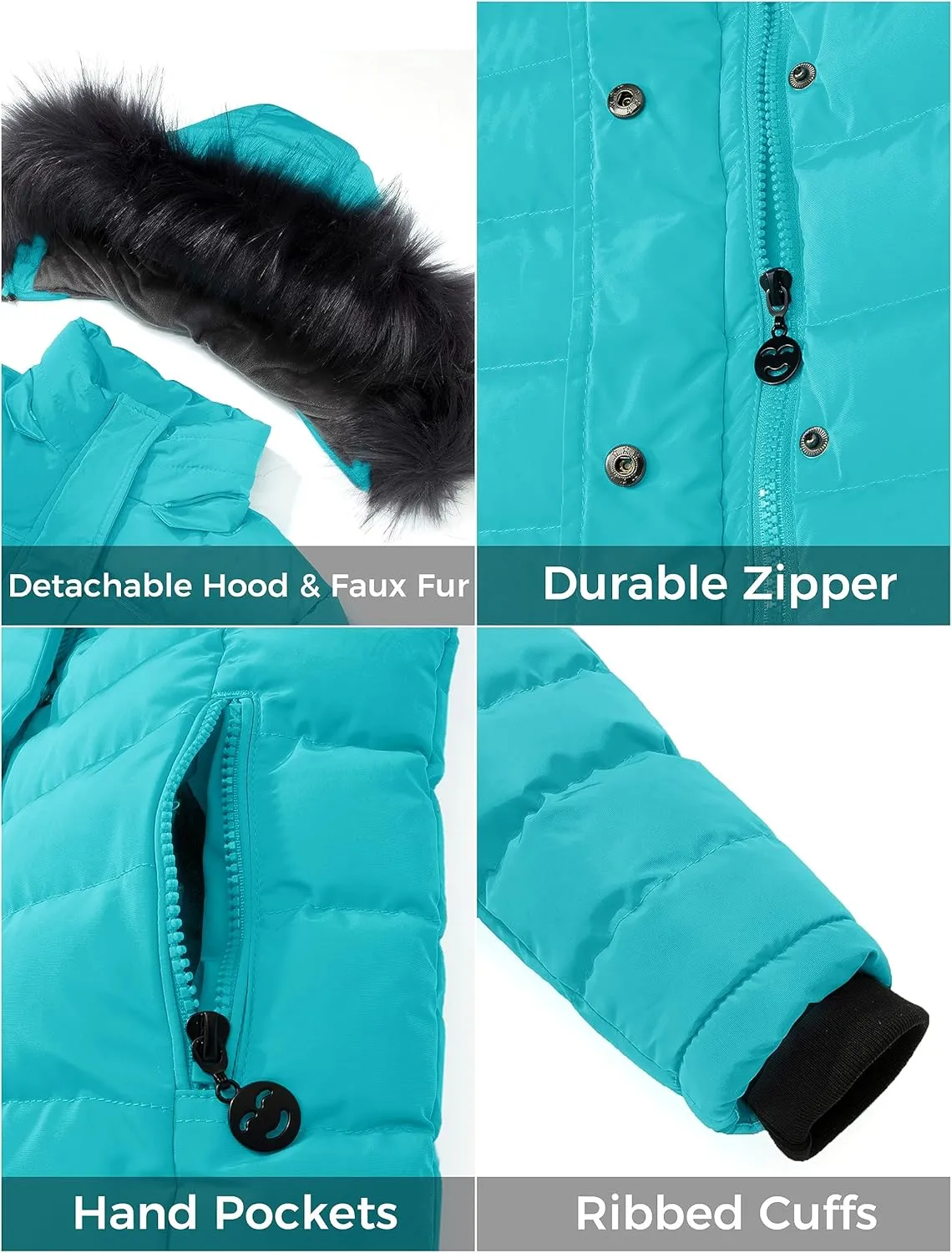 ZSHOW Girls' Puffer Jacket Soft Fleece Lined Warm Hooded Winter Coat