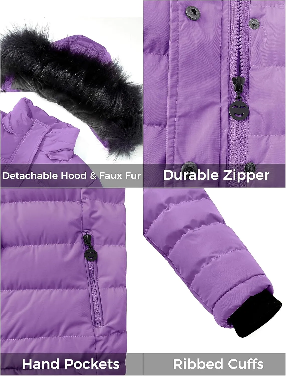 ZSHOW Girls' Puffer Jacket Soft Fleece Lined Warm Hooded Winter Coat