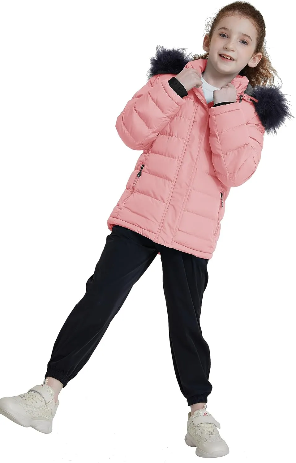 ZSHOW Girls' Puffer Jacket Soft Fleece Lined Warm Hooded Winter Coat